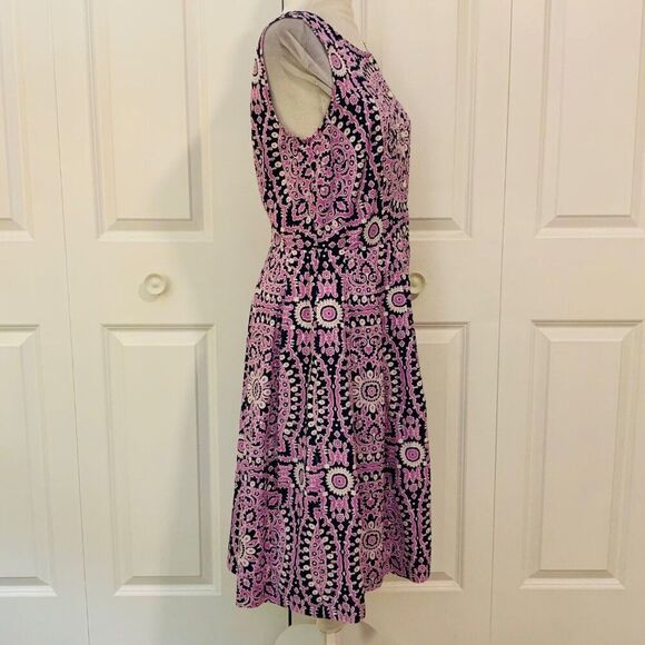 Talbots Purple Print Sleeveless Cotton Fit & Flare Dress Size 8 - Picture 8 of 11